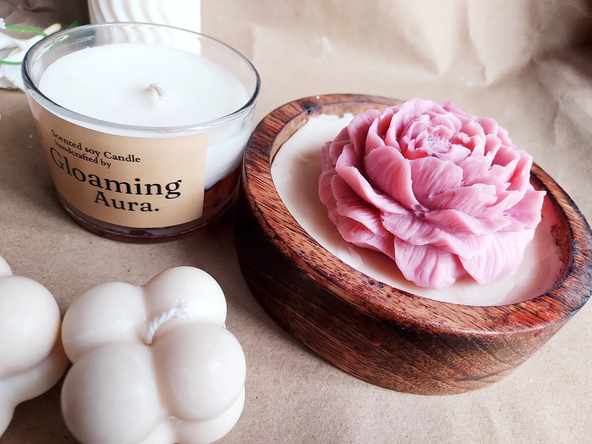 Snug Wooden Dough Bowl Candle ~Hamper Box